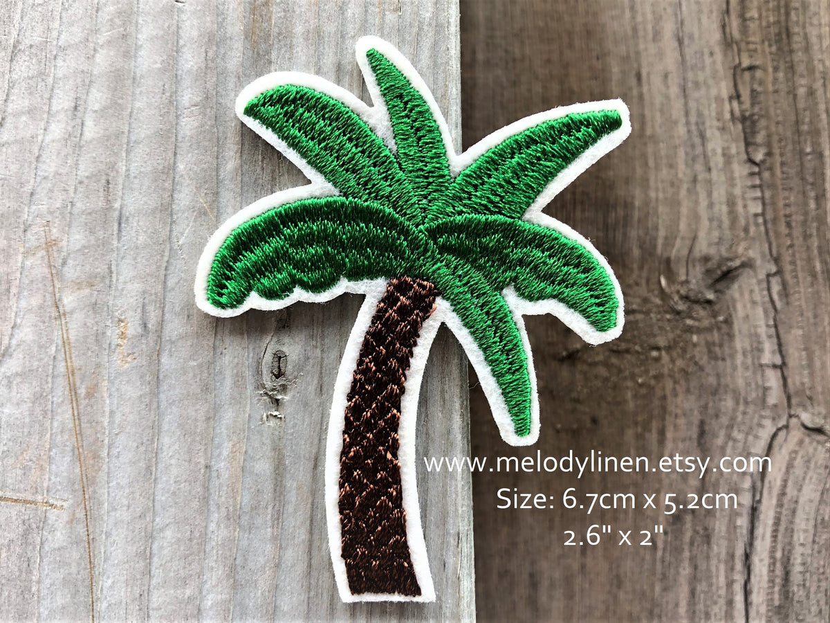 Coconut palm tree iron on patch Coconut palm tree patch Coconut palm t –  MELODYLINEN