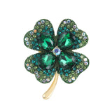 Four Leaf Clover Brooch St. Patrick's Day Rhinestone Brooch Shamrock Pin