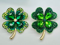 Four Leaf Clover Brooch St. Patrick's Day Rhinestone Brooch Shamrock Pin