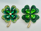 Four Leaf Clover Brooch St. Patrick's Day Rhinestone Brooch Shamrock Pin