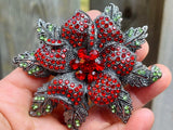 Poinsettia Brooch Large Poinsettia Christmas Brooch Poinsettia Pin