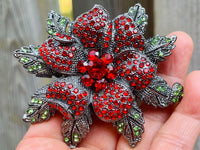 Poinsettia Brooch Large Poinsettia Christmas Brooch Poinsettia Pin