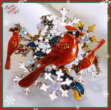 Christmas Cardina Brooch Red Cardina Christmas pin