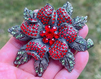 Poinsettia Brooch Large Poinsettia Christmas Brooch Poinsettia Pin