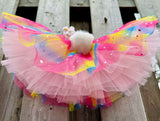 Rainbow Faux Fur Bunny Tail Tutu 4 Layer Baby Bunny tutu Easter Tutu Baby Easter Tutu Birthday Cake Smash Tutu