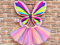 Frozen Fairy tutu rainbow tutu fairy dress fairy wings Halloween costume-3pcs set