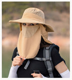Sun Protection Hat Sun Hat with Removable Mesh Face Neck Flap Cover Windproof Strap Adjustable Size for Men and Women