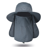 Sun Protection Hat Sun Hat with Removable Mesh Face Neck Flap Cover Windproof Strap Adjustable Size for Men and Women