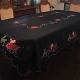 Christmas tablecloth 70" X108" Blue Christmas Embroidered Table Cloth Holiday Table Cloth Christmas Table Linen with 12 Napkins