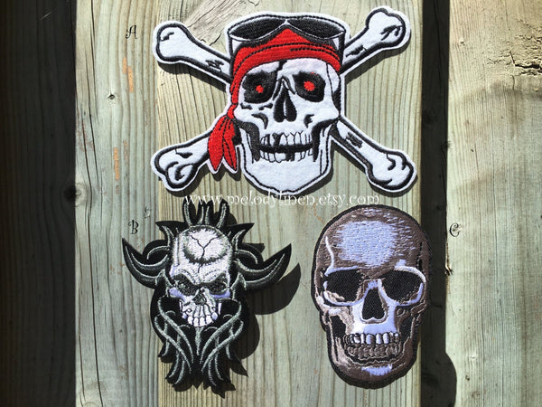 Skull patch Skull iron on patch halloween patch pirate patch pirate ir –  MELODYLINEN