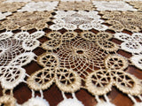 Full Lace Embroidery Tablecloth Cream and Beige Lace Table Topper Lace Table Linen