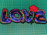 Large love iron on patch love applique love sequin patch love sequin iron on patch rainbow love iron on patch love embroidered patch