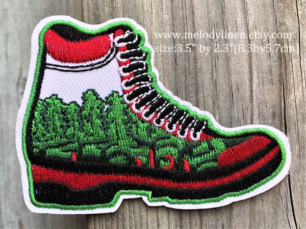 shoe patch shoe iron on patch hiking boots patch shoe applique shoe Embroidered patch