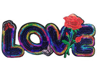 Large love iron on patch love applique love sequin patch love sequin iron on patch rainbow love iron on patch love embroidered patch