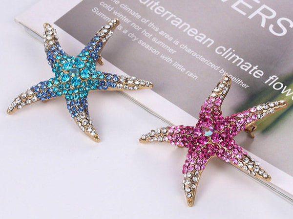 Starfish Brooch Starfish Pin Rhinestone Starfish Brooch Cute Decorating Jewelry Starfish Jewelry