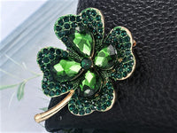 Four Leaf Clover Brooch St. Patrick's Day Rhinestone Brooch Shamrock Pin