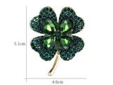 Four Leaf Clover Brooch St. Patrick's Day Rhinestone Brooch Shamrock Pin