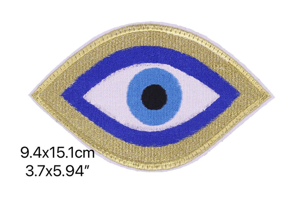 Blue Eye, Eyeball, Evil Eye Hamsa Iron-On/Sew-On Embroidered Patch,  Applique