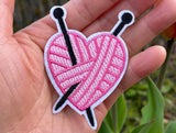Yarn heart patch I love knitting patch ball of yard heart patch
