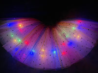 Rainbow pink sparkle 4 layers light up tutu with pink light up bunny ears