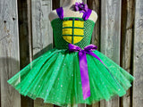 Turtle Tutu Dress Turtle outfit Turtle Costume Turtles dress turtle halloween costume-3 pcs set/4 layers