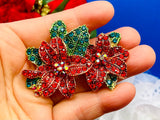 Christmas Brooch Christmas Pin Poinsettia Pin Christmas Gift Tree Ornaments Christmas Pendant