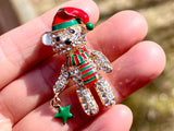 Bear brooch Bear pin Christmas brooch Christmas pin