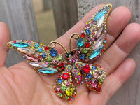 LARGE Butterfly Brooch Butterfly Pin Rhinestone Butterfly Brooch Butterfly Jewelry