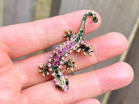 Lizard brooch Lizard pin gift for her Reptile Brooch Reptile pin lizard rhinestone brooch lizard pendant gift for her