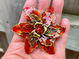 Poinsettia Brooch Large Christmas Brooch Poinsettia Pin