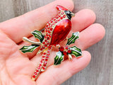 Christmas brooch christmas pin Cardinal brooch Christmas Cardinal pin