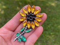 Sunflower brooch sunflower pin hand beaded sunflower brooch sunflower hair clip sunflower jewelry gift for her