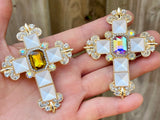 Cross Brooch Gold Tone Cross Pin Cross Jewelry Holy Cross Brooch Religious Gold Brooch Rhinestone Holy Cross Pin Church Supply