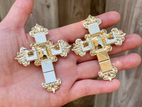 Cross Brooch Gold Tone Cross Pin Cross Jewelry Holy Cross Brooch Religious Gold Brooch Rhinestone Holy Cross Pin Church Supply