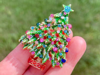 Christmas Tree brooch Christmas Pin Rhinestone Christmas pendant Christmas Brooch