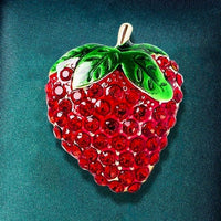 Strawberry Brooch Strawberry Pin Rhinestone Fruit brooch gift for her holiday gift