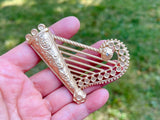 Vintage Style Angel Harp Brooch Golden harp Brooch Angel harp pin Musical Suit brooch Retro Corsage Gift for Him Musical Instrument Brooch