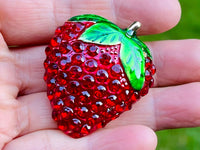 Strawberry Brooch Strawberry Pin Rhinestone Fruit brooch gift for her holiday gift