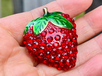 Strawberry Brooch Strawberry Pin Rhinestone Fruit brooch gift for her holiday gift
