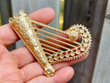 Vintage Style Angel Harp Brooch Golden harp Brooch Angel harp pin Musical Suit brooch Retro Corsage Gift for Him Musical Instrument Brooch