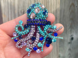 Octopus Brooch Octopus Pin Rhinestone Octopus Brooch Gift Large Size