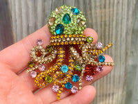 Octopus Brooch Octopus Pin Rhinestone Octopus Brooch Gift Large Size