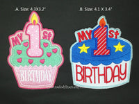 My 1st birthday iron on patch, 1st birthday patch, cupcake patch, 1st birthday applique, first birthday patch first birthday party favor