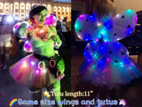 Rainbow pink sparkle 4 layers light up tutu with pink light up bunny ears