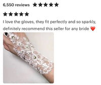 Wedding Gloves Lace Bridal Gloves Lace Rhinestone Gloves Lace Gloves Fingerless Rhinestone Bridal Gloves for Wedding Party CLEARANCE