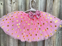 Pink with gold polka dots tutu pink gold ears pink tutu gold tutu birthday tutu red gold party tutu gold pink red outfit